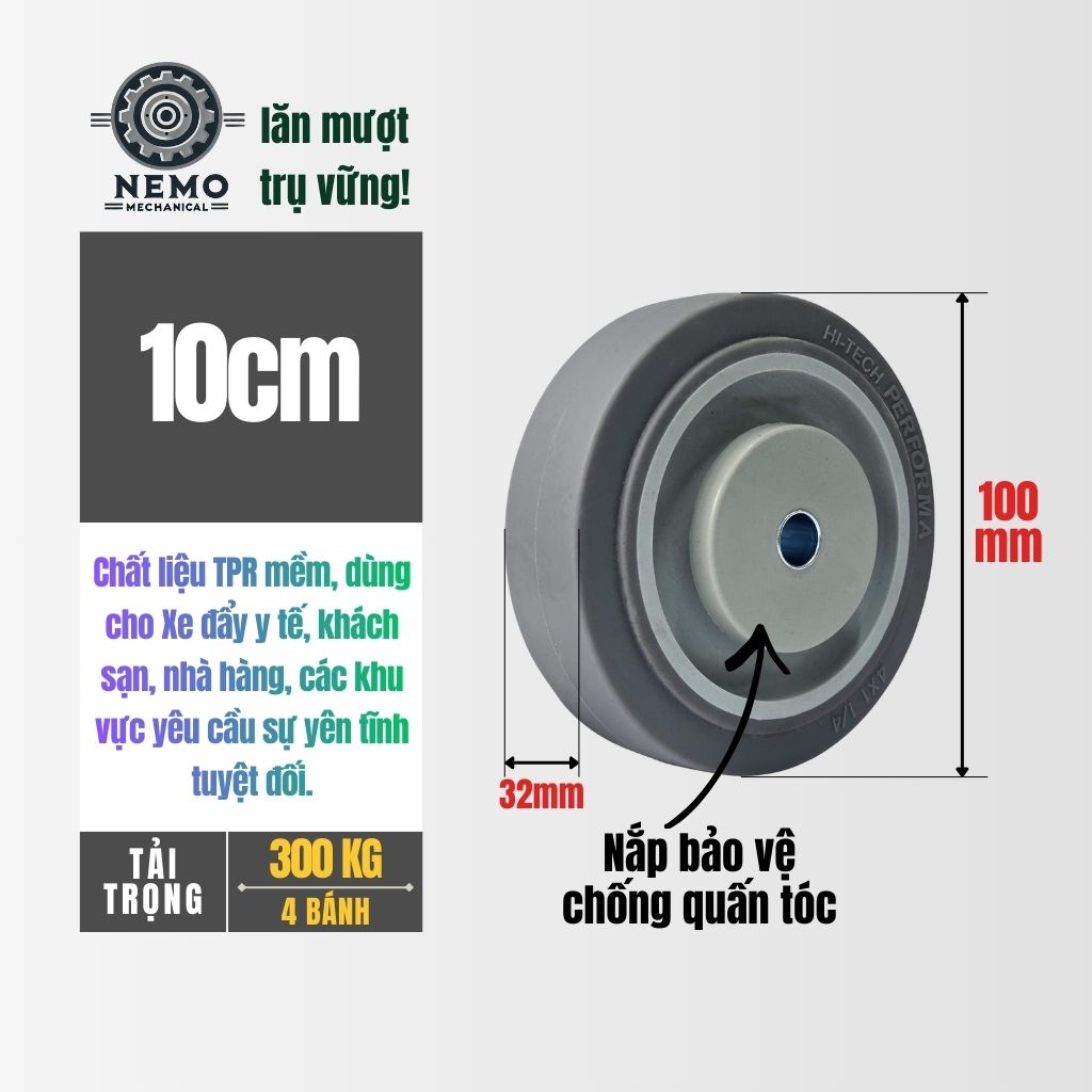 Bánh Xe Rời Cao Su TPR Chống Ồn – Vận Hành Siêu Êm, Bảo Vệ Sàn Tuyệt Đối